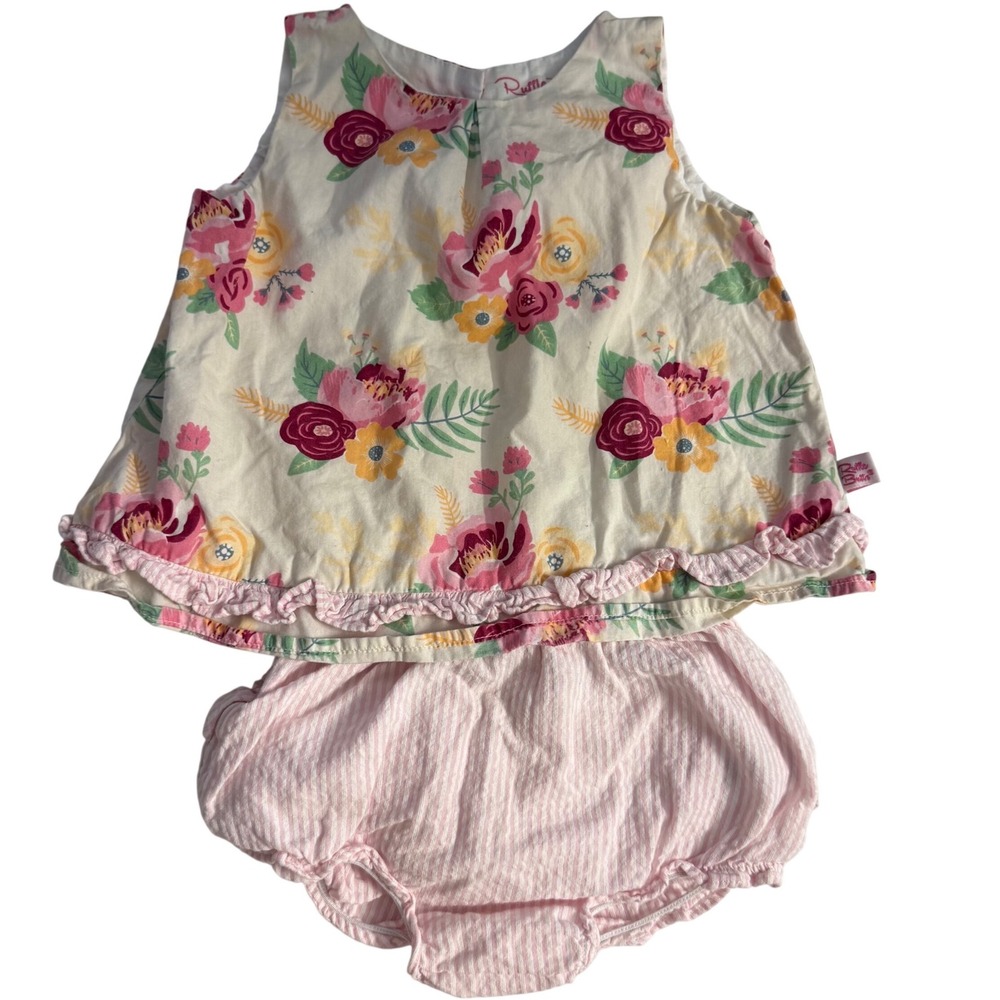 Ruffle Butts Darling Bouquets Swing Top Floral Set Outfit Girls 18-24 month